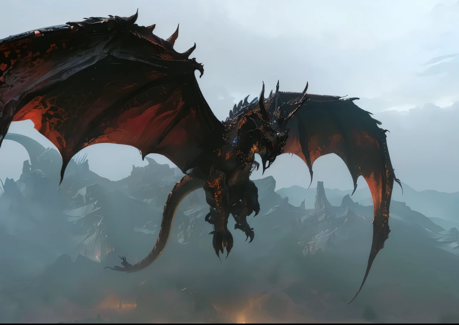 cinematic, dark view, castle mountain view, castle, realistic, hyper realistic, flying dragon,hyper realistic,crazy details, detailed fantasy dragon,flying red dragon, fantasy dragon, Natural Lighting, Moody Lighting, view from below, lots of fine detail, unreal engine, hyper detailed, volumetric lighting,8K, Ultra-HD, Natural Lighting