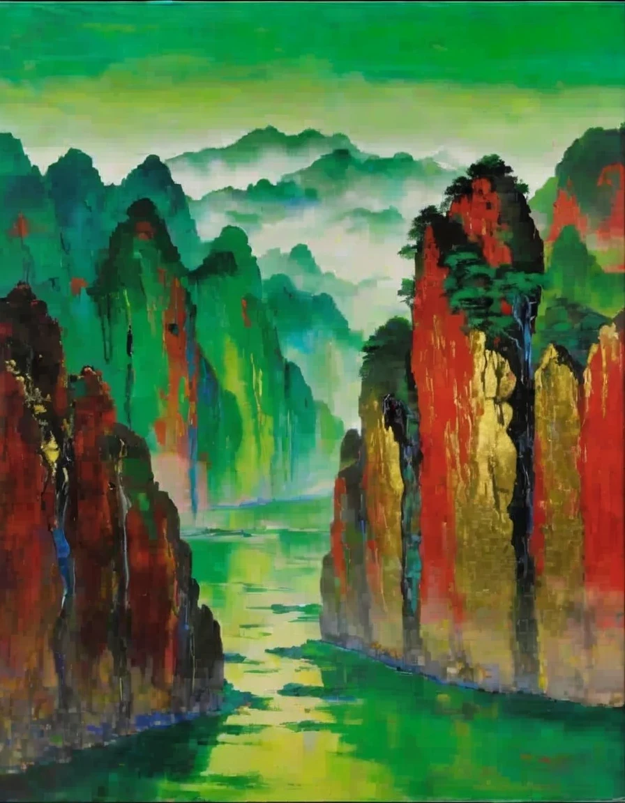 Mineral pigments used in A Thousand Miles of Rivers and Mountains，Its bright colors、Stable physical and chemical properties。The minerals used are cinnabar，turquoise，Malachite, etc.，The “Green Landscape” in this painting，It is made of mineral azurite、Stone green coloring，Makes the rocks look heavy、Green，Bright picture、Richly，Strong color、brilliant。Sometimes the outlines of rocks are outlined with gold，Increase the magnificent effect，Known as &quot;Golden and Green Landscape&quot;。
Sometimes the outlines of rocks are outlined with gold，Increase the magnificent effect，Known as &quot;Golden and Green Landscape&quot;。
Gustav Klimt was good at covering traditional oil paintings with gold leaf.，Make the painting more modern。His works[kiss]It is a masterpiece of his golden period.，It is also a representative work of symbolism.。