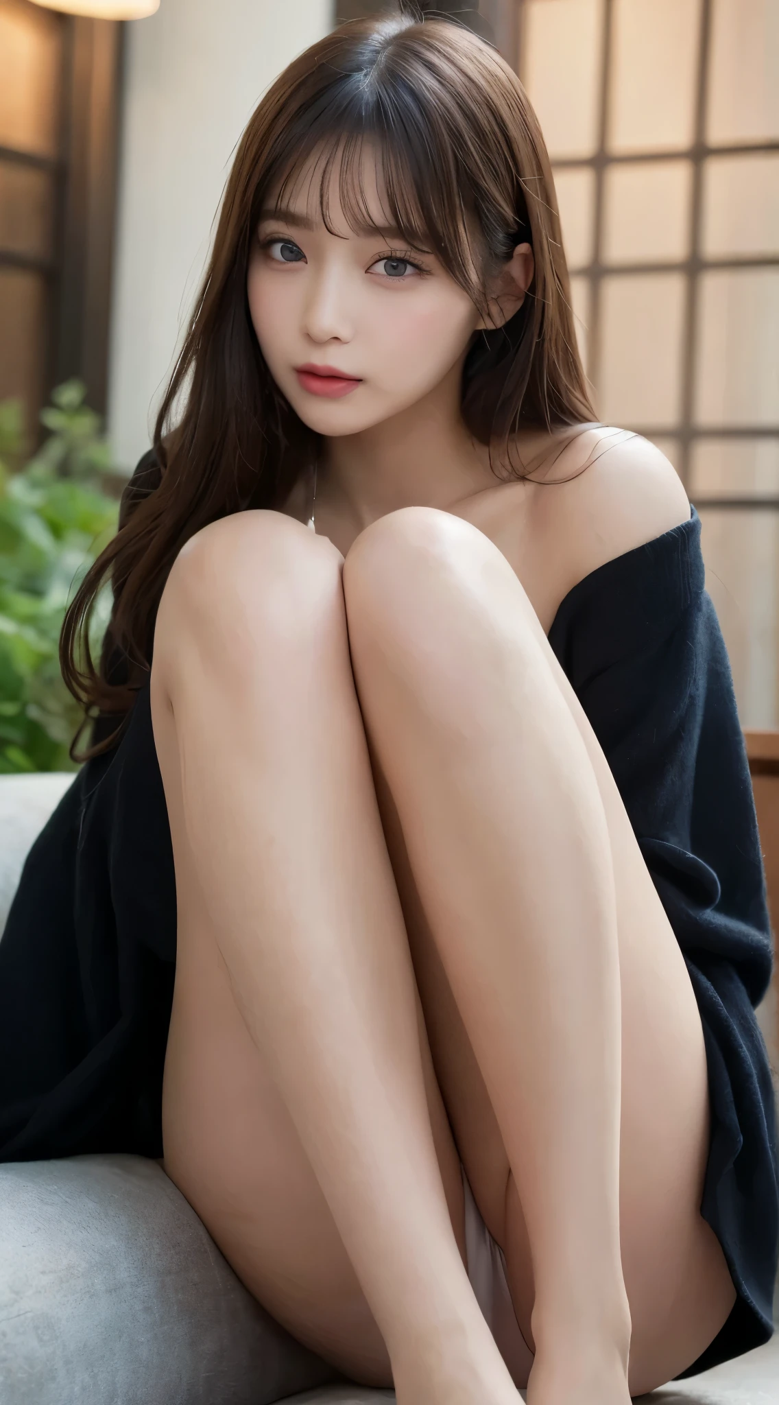 masutepiece, Best Quality, Illustration, Ultra-detailed, finely detail, hight resolution, 8K Wallpaper, Perfect dynamic composition, Beautiful detailed eyes,、Natural Color Lip, Randomly sexy poses,20 years girl、Cute、Sexy shot looking at camera, Sexy face,Face feeling ecstasy,Face at the peak of sexual arousal,beauty legs,a park,Wear loungewear