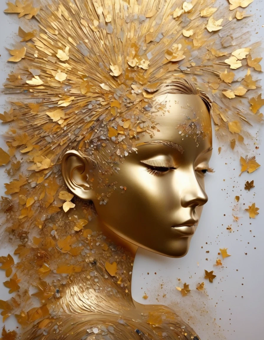 Gold Leaf Art/gold leaf art，girl，in style of Barbara Takenaga