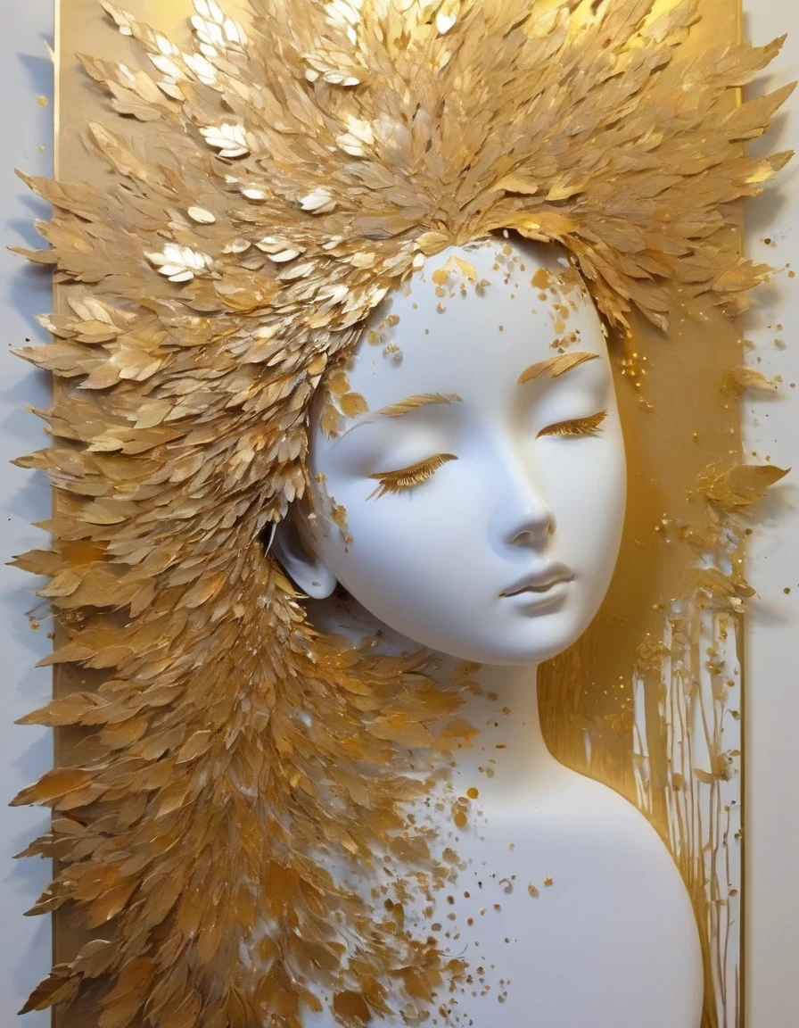 Gold Leaf Art/gold leaf art，girl，in style of Barbara Takenaga