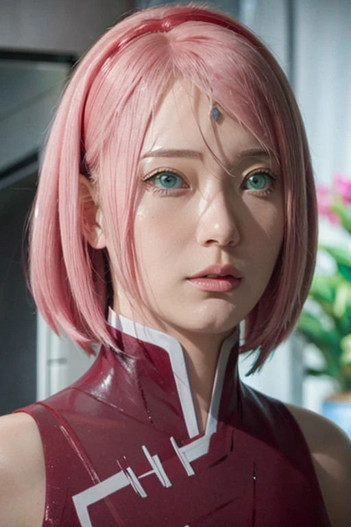 Real life adaption of this character,Asian beauty , realistic same hair, realistic outfit, realistic light, realistic shadow, hyper realistic, realism, realistic background,(photorealistic:1.2),green eyes color. Sakura / Sakura Haruno (Sakura Haruno) / [Boruto: Naruto Next Generation,1girl ,vagina exsposed ,best quality ,ultra Higd ,detail realistic ,sceneHDR pro ,background bed
