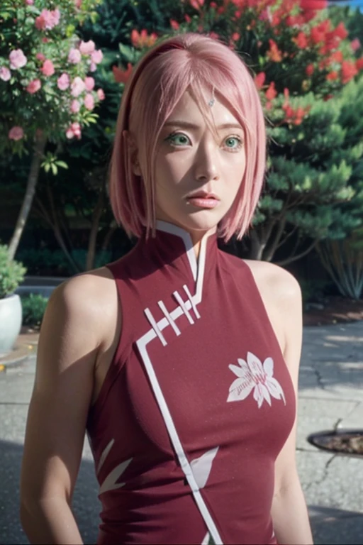 Real life adaption of this character,Asian teen beauty , realistic same hair, realistic outfit, realistic light, realistic shadow, hyper realistic, realism, realistic background,(photorealistic:1.2),green eyes color. Sakura / Sakura Haruno (Sakura Haruno) / [Boruto: Naruto Next Generation,1girl ,naked ,vagina exsposed ,best quality ,ultra Higd ,detail realistic ,sceneHDR pro ,background bed