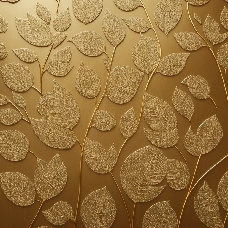 Gold leaf art, a breathtaking masterpiece crafted with intricately detailed gold leaves, shimmering and gleaming in the light. Every curve and contour of the gold leaves is meticulously rendered, creating a sense of depth and texture that is both captivating and mesmerizing. The gold leaf art showcases the artist's mastery of the medium, with each piece exuding a sense of elegance and sophistication. The golden hue of the leaves reflects the light, casting an ethereal glow that adds to the overall beauty and allure of the artwork. Whether used for wall art, sculptures or intricate designs, gold leaf art is a timeless and exquisite form of artistic