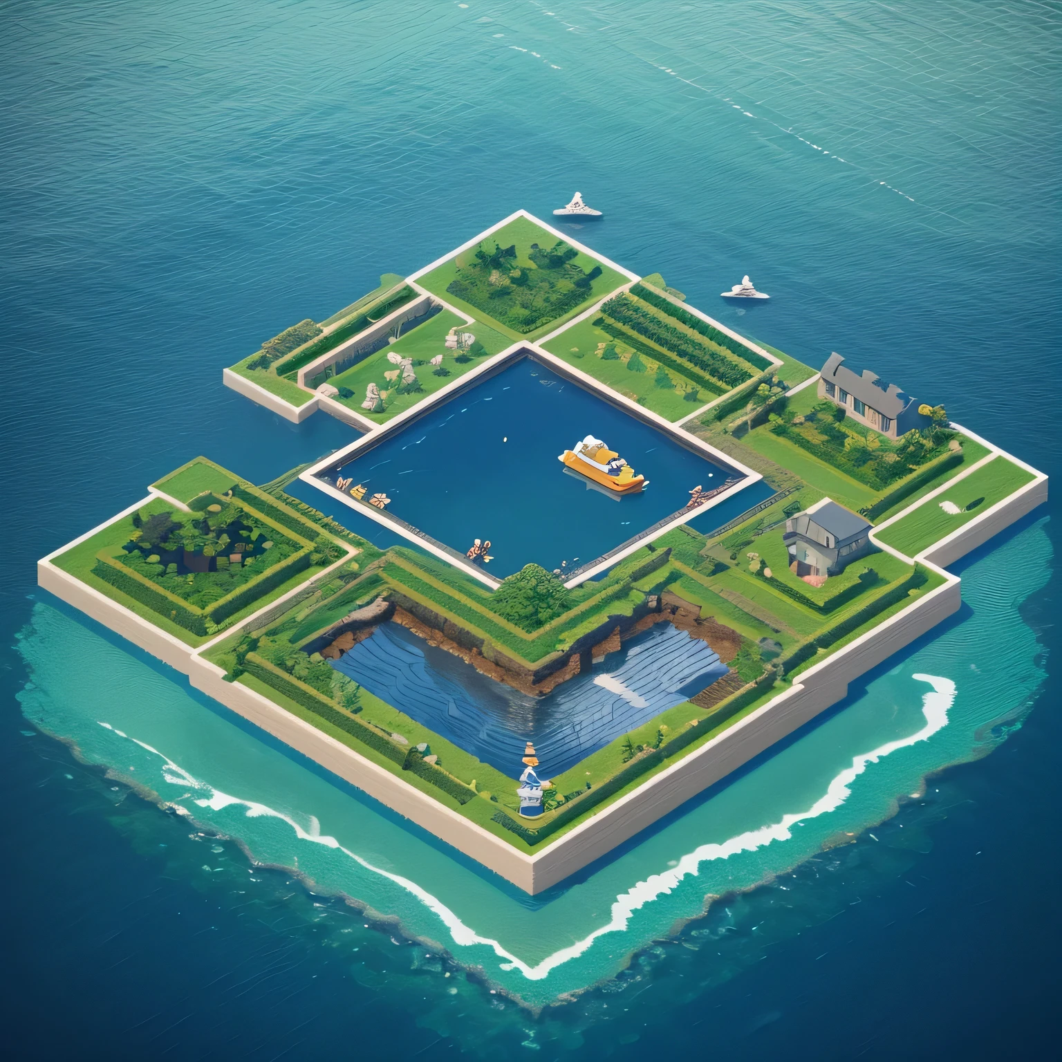 Experimenting with seaweed,sometric art, isometric illustration fun, isometric game art, stylized 3d render, isometric 8k, Isometric style, incredible isometric screenshot, isometric 2 d game art, isometric 3d render, isometric pixel art, isometric voxel art