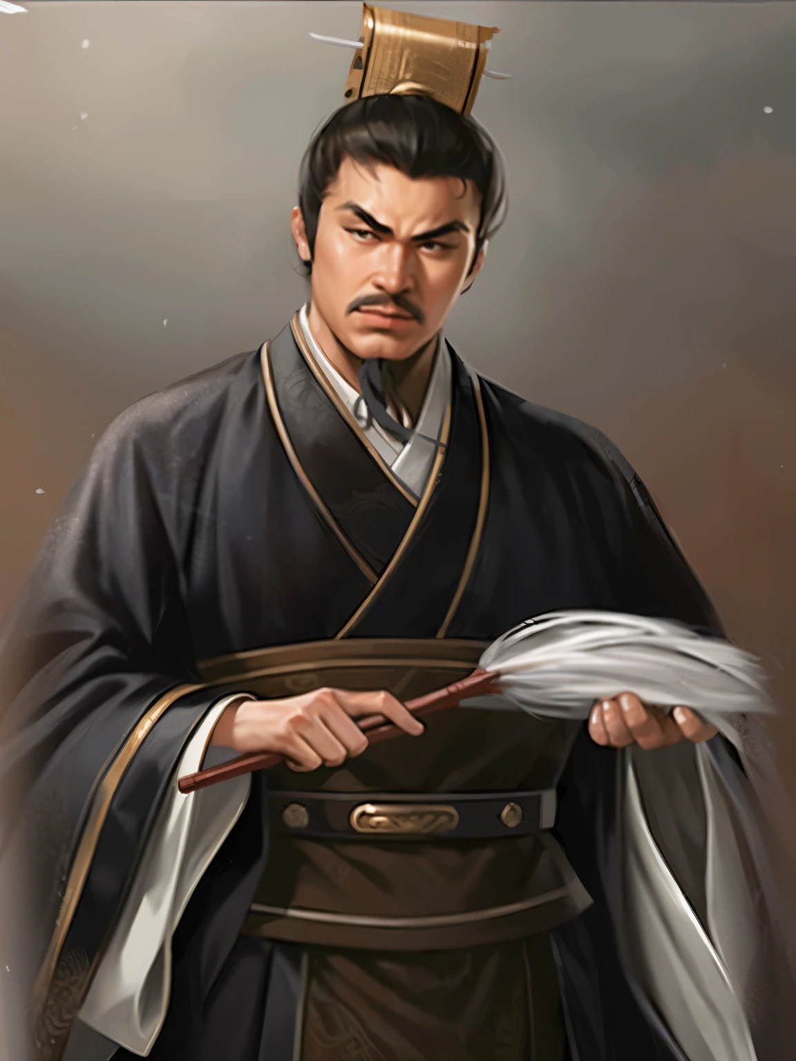 One wearing a black robe、Drawing of man holding white feather, inspired by Wu Daozi, Inspired by Cao Zhibai, inspired by Zhao Mengfu, Inspired by Zhu Derun, inspired by Wu Zuoren, Inspired by Dong Yuan, inspired by Guan Daosheng, Inspired by Wu Bin, Inspired by Fan Kuan