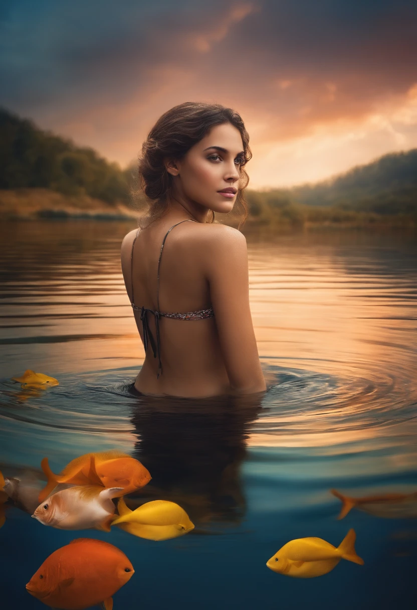 one girl in the water and help for boys