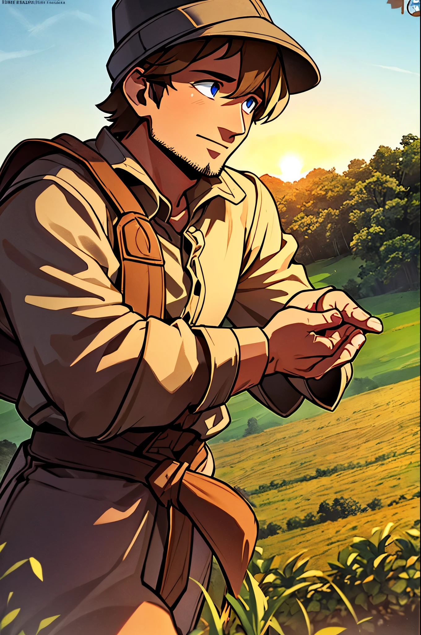 In the countryside, there's James, a dedicated farmer. Every morning, he tends to his crops, guided by the rising sun. With weathered hands and a faithful dog by his side, he nurtures the land he loves. Through every season, he works tirelessly, finding solace in the rhythm of growth and harvest. Despite challenges, James remains resilient, his connection to the earth unbreakable. And as the fields flourish under his care, he knows he's living his purpose—a humble farmer, embracing the beauty of nature's bounty.