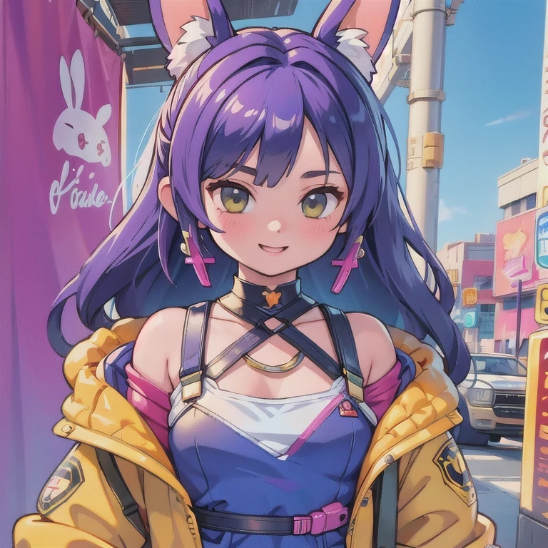 (masterpiece, best quality:1.2), 1girl, ((masterpiece, highest quality, Highest image quality, High resolution, photorealistic, Raw photo, 8K)), Retro Game, Nintendo, SEGA, Namco, Cyberpunk 1:25 miniatures,illustration,Side viewing angle,((Side viewing angle)),Wear gold wire-rimmed reflective sunglasses,Carry future weapons,very happy,Side viewing angle,whole body,three-dimensional,octane rendering,Perfect face,Collagen texture((flowing hair))((Gradient long fur rabbit ears))