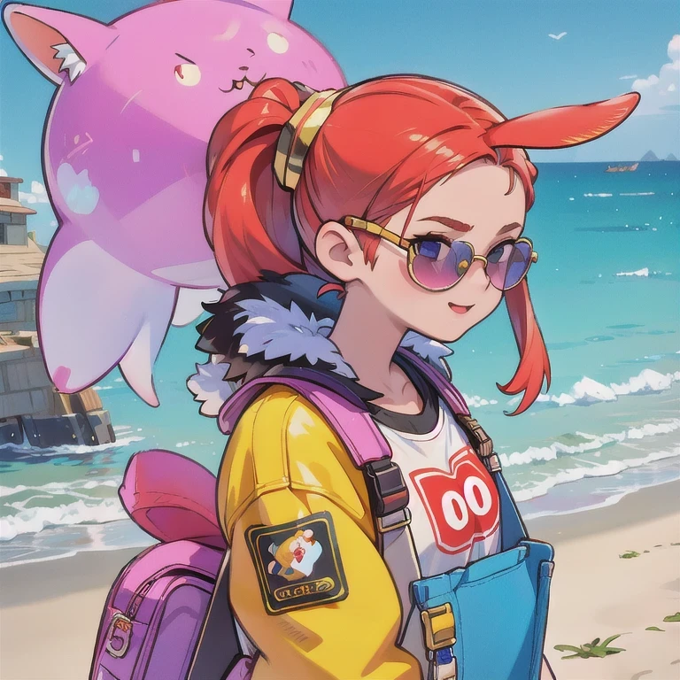 (masterpiece, best quality:1.2), 1girl, ((masterpiece, highest quality, Highest image quality, High resolution, photorealistic, Raw photo, 8K)), Retro Game, Nintendo, SEGA, Namco, Cyberpunk 1:25 miniatures,illustration,Side viewing angle,((Side viewing angle)),Wear gold wire-rimmed reflective sunglasses,Carry future weapons,very happy,Side viewing angle,whole body,three-dimensional,octane rendering,Perfect face,Collagen texture((flowing hair))((Gradient long fur rabbit ears))