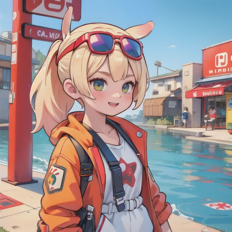 (masterpiece, best quality:1.2), 1girl, ((masterpiece, highest quality, Highest image quality, High resolution, photorealistic, Raw photo, 8K)), Retro Game, Nintendo, SEGA, Namco, Cyberpunk 1:25 miniatures，illustration，Side viewing angle，（（Side viewing angle）），Wear gold wire-rimmed reflective sunglasses，Carry future weapons，very happy，Side viewing angle，whole body，three-dimensional，octane rendering，Perfect face，Collagen texture((flowing hair))（（Gradient long fur rabbit ears））