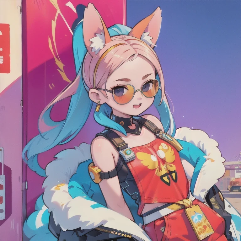 (masterpiece, best quality:1.2), 1girl, ((masterpiece, highest quality, Highest image quality, High resolution, photorealistic, Raw photo, 8K)), Retro Game, Nintendo, SEGA, Namco, Cyberpunk 1:25 miniatures,illustration,Side viewing angle,((Side viewing angle)),Wear gold wire-rimmed reflective sunglasses,Carry future weapons,very happy,Side viewing angle,whole body,three-dimensional,octane rendering,Perfect face,Collagen texture((flowing hair))((Gradient long fur rabbit ears))