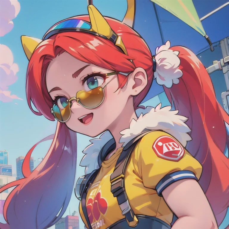 (masterpiece, best quality:1.2), 1girl, ((masterpiece, highest quality, Highest image quality, High resolution, photorealistic, Raw photo, 8K)), Retro Game, Nintendo, SEGA, Namco, Cyberpunk 1:25 miniatures，illustration，Side viewing angle，（（Side viewing angle）），Wear gold wire-rimmed reflective sunglasses，Carry future weapons，very happy，Side viewing angle，whole body，three-dimensional，octane rendering，Perfect face，Collagen texture((flowing hair))（（Gradient long fur rabbit ears））