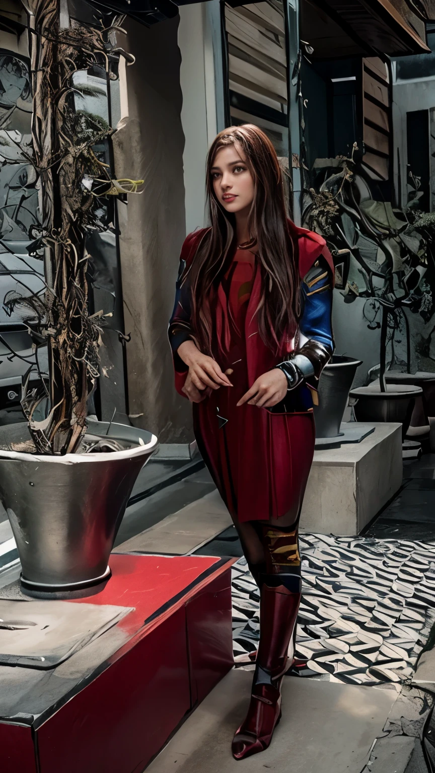 motor irreal:1.4,UHD,La mejor calidad:1.4, fotorrealista:1.4, textura de la piel:1.4, obra maestra:1.8, hermosa mujer con grandes pechos vestido de disfraz de Supergirl,minifalda corto, top corto, Fire apocalyptic city,(cabello rojo largo:1.4), (ropa rasgada:1.4),detailed:1.4,(Supergirl:1.4)