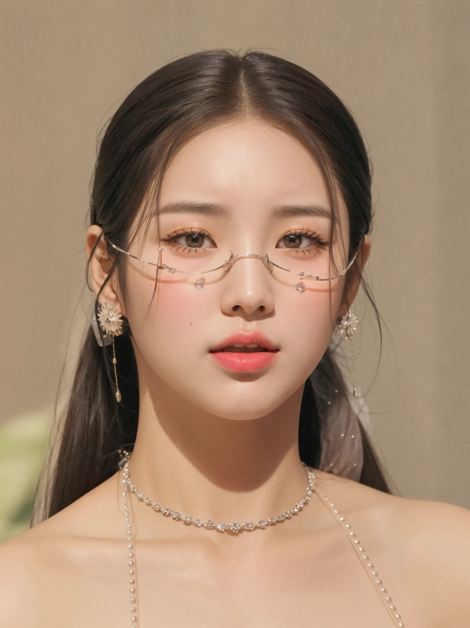 hay una mujer con velo y gafas en la cabeza, Jaeyeon Nam, maquillaje popular de corea del sur, jinyoung shin, heonhwa choe, forehead jewelry, retrato de jossi de blackpink, bae suzy, maquillaje coreano popular, pale korean adorable face, kim taejin, modelo llorando, Lee Ji-Eun, Lee Ji Eun