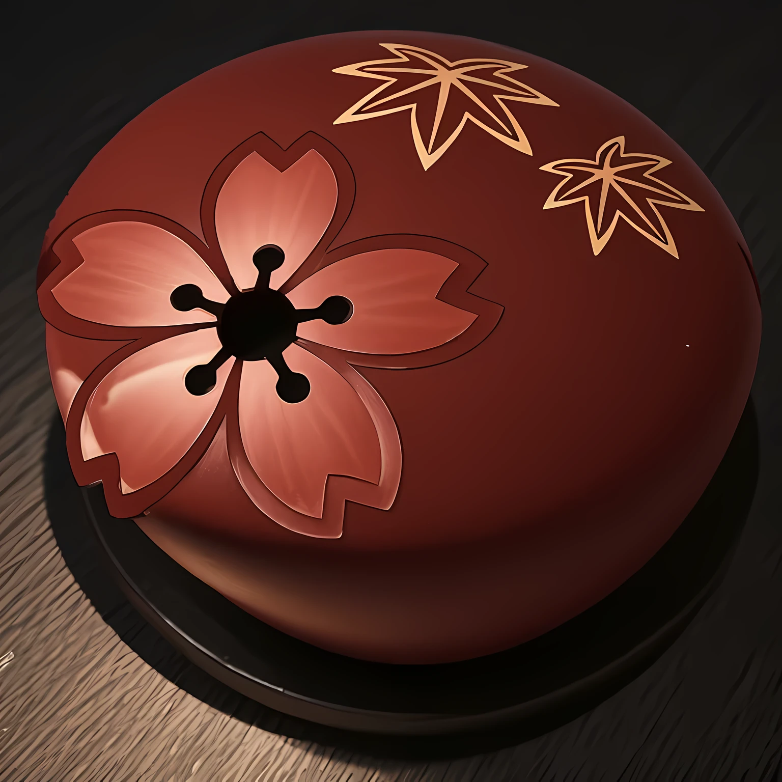 There is a red box with a gold pattern on it., lacquerware, related with flowers, traditional japanese colors, traditional japanese, japanese pottery
