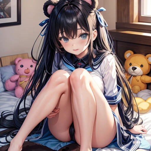 hero show、stuffed toy、Cool gal beauty、stuffed toyの中の美女、cute、Bear costume
