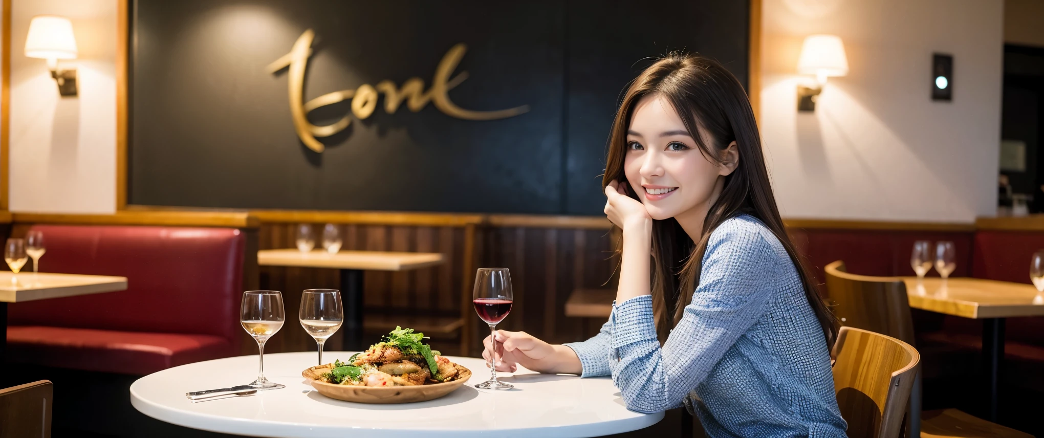 ((highest quality、8K、masterpiece:1.3))、Beautiful woman perfect body:1.4、slimなボディ、((Bob Hale、straight hair:1.2))、 ultra high resolution, bright image、2. The beauty of wine, beautiful face, blue eyes, fine eyes, light shines on your face, blush your nose, short hair,Spectacular view of the sunset sky and clouds、Amazing mountain views、ニコニコ明るいsmile、smileの素敵な女性、bright face、Fox face、lady、Champagne、Wine bottle、wine glass、red wine 、Appetizer、Italian food、Two beauties、brown hair、shortcut、long sleeve shirt、Winter Fashion、dress、Wine bottle、sparkling wine、Pretty Woman 1, (slimな顔), (brown hair), (shortcut), cheeks turn a little red, (36 years old), 39 years old, charming beauty、restaurant, nova frog style, actress, model, Upper body, White wine, slim, wine glass, 真ん中に置かれたwine glass, smile, (smile: 1.15), 綺麗なfine eyes, Strong light and shadow,moist body:1.5、delicate eyes、brown hair、The hair is very shiny、