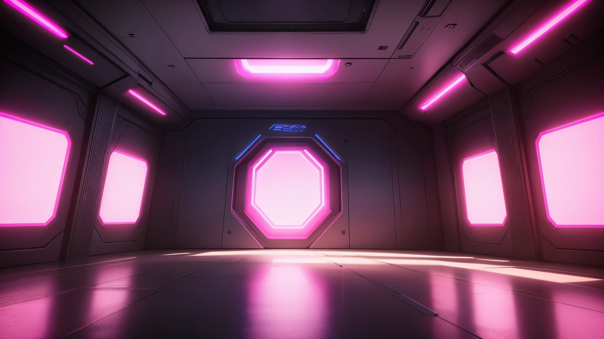 prompt: vibrant pink-cyber-punk background, (((no people))), spacious empty room, high-resolution (4k,8k), ultra-detailed, realistic lighting, sharp focus, futuristic concept art, vivid colors, immersive atmosphere