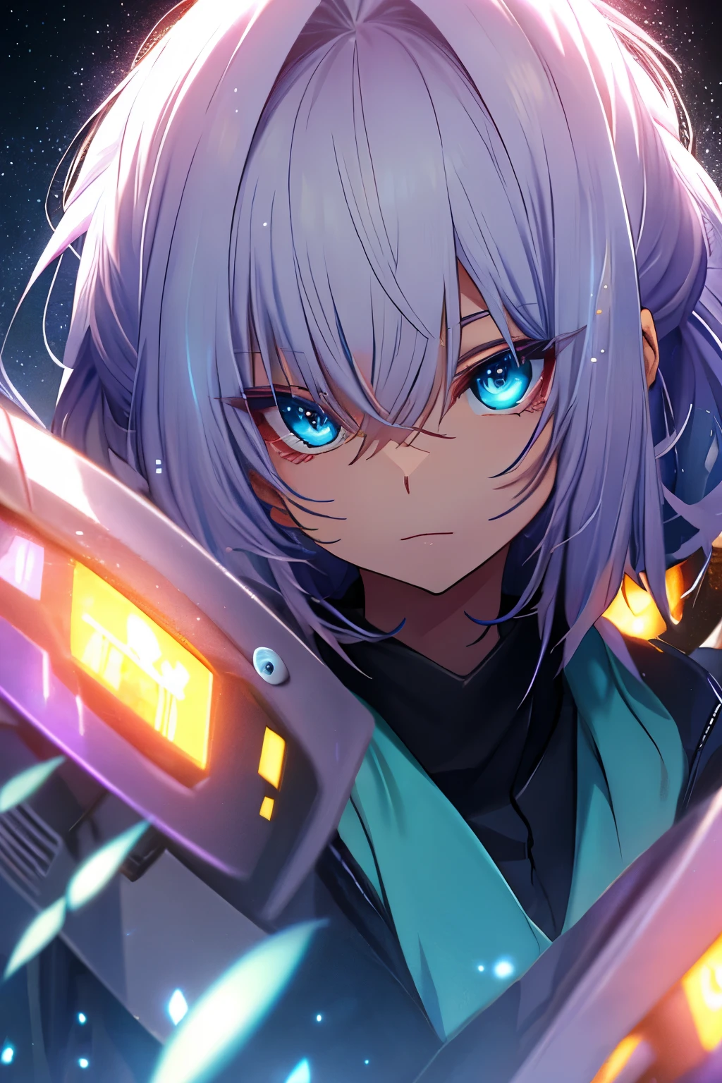 Teos Overload power of darkness god Unknown beauty Blue violet Gradation universe odd eye Fluorescent Eyes