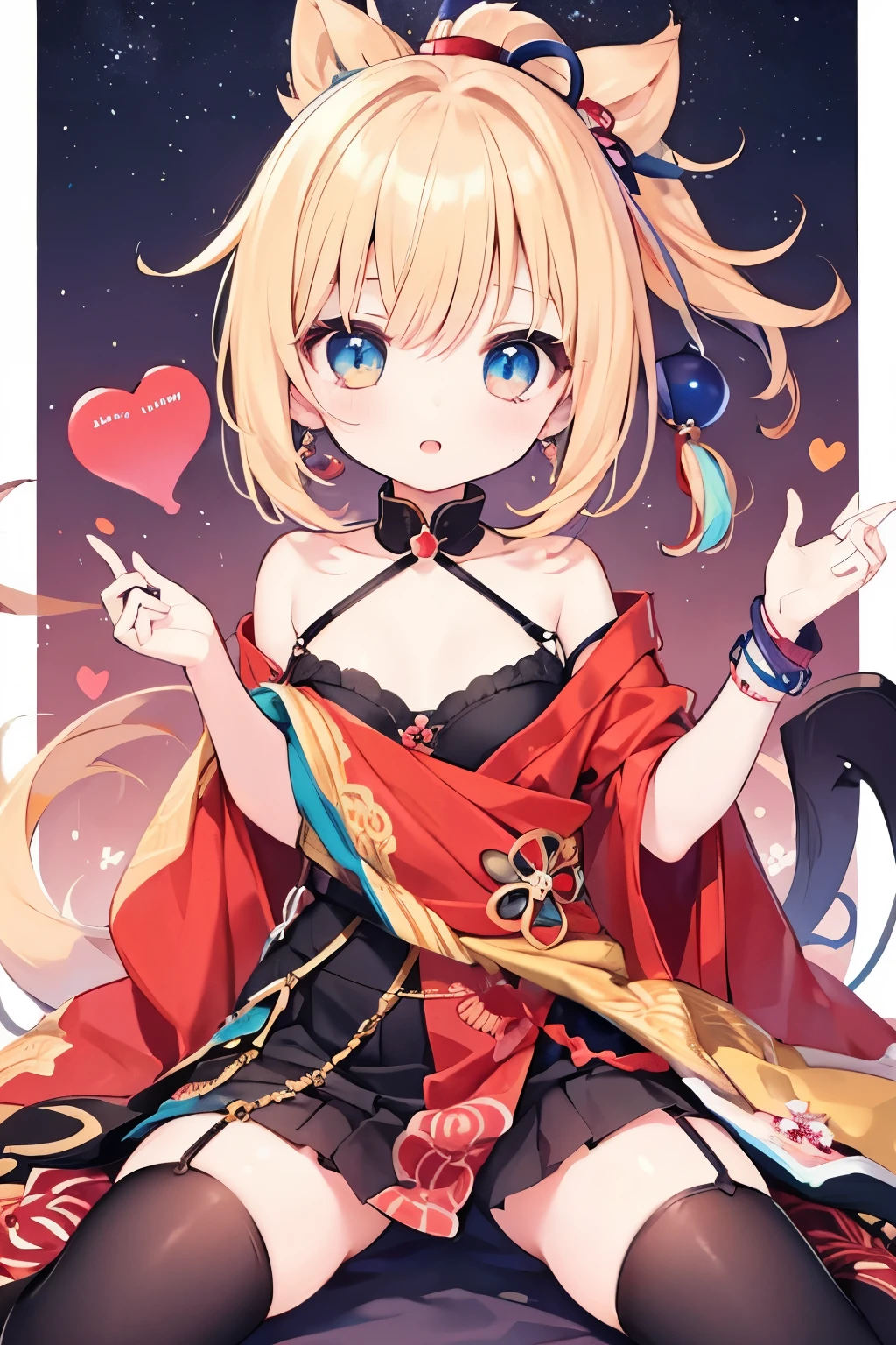 Very beautiful and shining eyes、shining eyes、((1 girl))、small breasts、big mouth、childish clothes、7--old l,highest quality, masterpiece, High resolution, alone, {yoimiya_Genshin:1.15},you, blonde_hair, 前hair, hair_ornament, ponytail, 1 female、、masterpiece、highest quality、Accurate、Oiran、provocative pose、tongue、Big eyes、spread legs、I can see the whole body、masterpiece, highest quality, High resolution, become familiar with, teenage girl，ボサボサのhair，sexy，have a tattoo，attraction，Heartwarming，Heart rate，cropped shoulder，