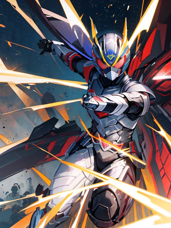 action scene、Kamen Rider、armored rider、whole body、night、Uplifting、jump