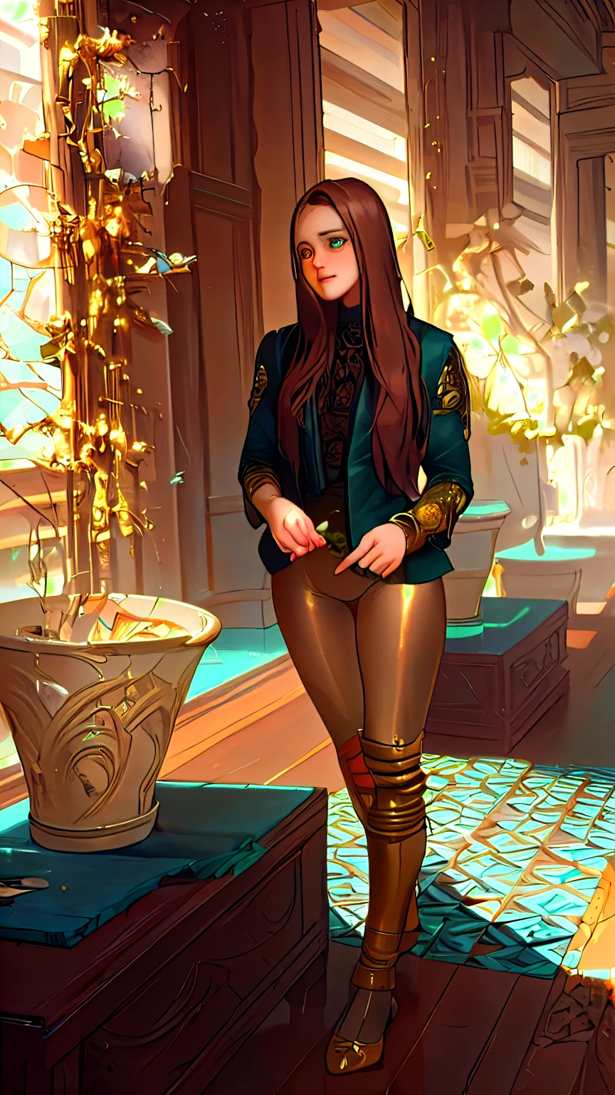 8k portrait of beautiful cyborg with brown hair, intricate, elegant, highly detailed, majestic, digital photography, art by artgerm and ruan jia and greg rutkowski surreal painting gold butterfly filigree, broken glass, (masterpiece, sidelighting, finely detailed beautiful eyes: 1.2), hdr,