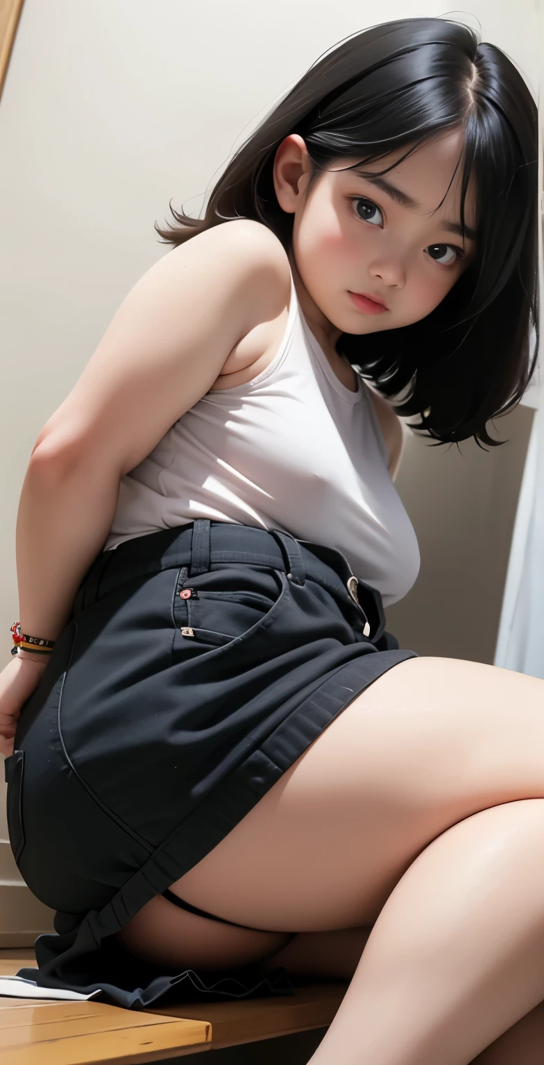 Gadis 16 tahun, tubuh chubby , pose acak di ruangan hitam, memakai sepatu kets warna merah, payudara kecil, paha tebal, naked, thick arm, hot clothes, without underderwear,