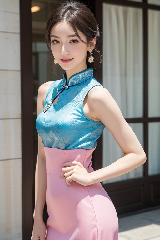 female idol、 sheer mini cheongsam dress、Full body Esbian、、 