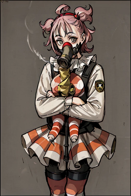 highest quality, High resolution,clown、Military gas mask、clown、uniform