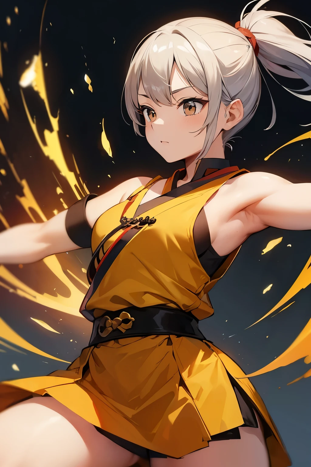 a girl,Shaolin warrior monk,High-spirited