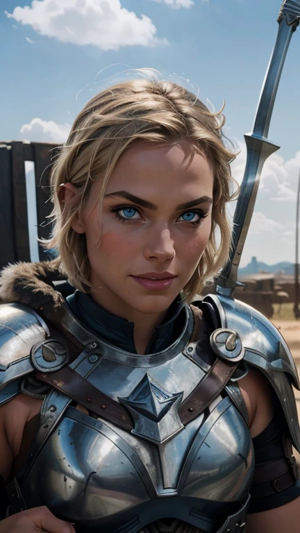 Portrait of thor in short hair and lighting eyes smiling evils