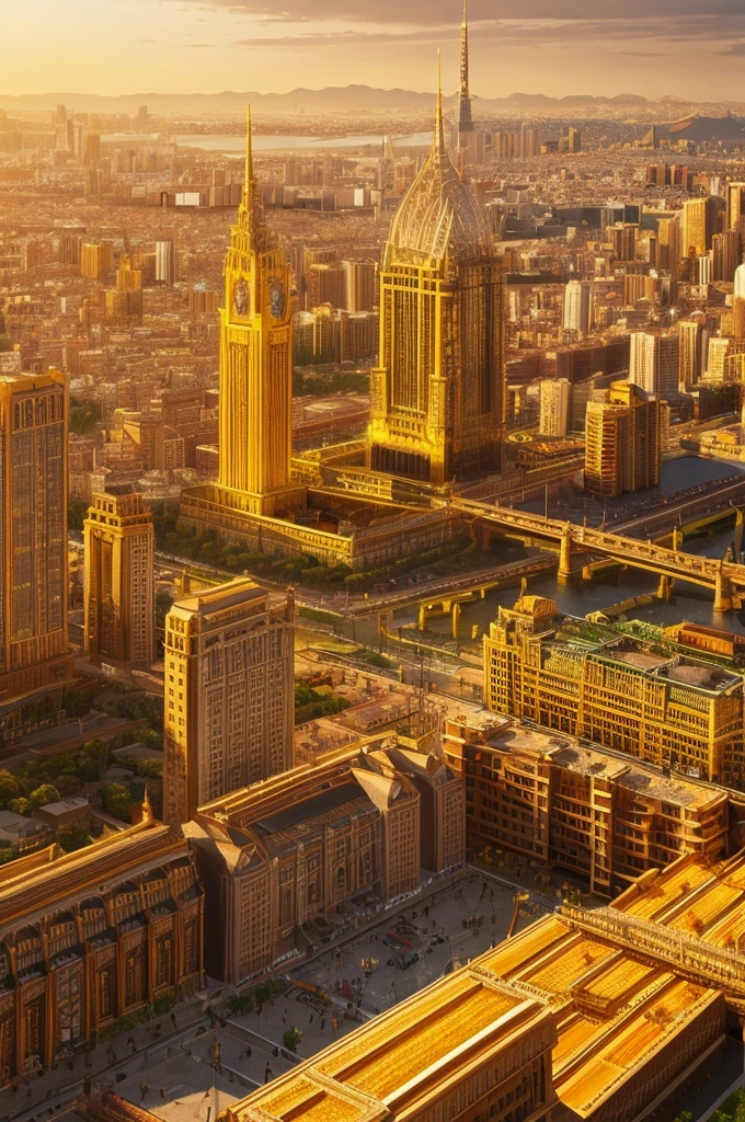 highest quality、detailed drawing、Golden City