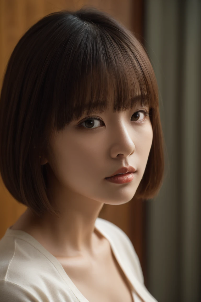 Highest quality, Face Focus, Soft Light, Ultra-high resolution, (Realistic:1.4), RAW Photos,
1 Japanese girl, alone, cute, (pupil, Light in your eyes),  Beautiful face in every detail, (Small box),(High resolution detail of human skin texture),
(Long Hair),
indoor,
Damask Shirt Dress,
(Portraiture)
Blonde, Sticking out tongue, Blushing, Heavy breathing, Ahegao, Bob Hair, 
