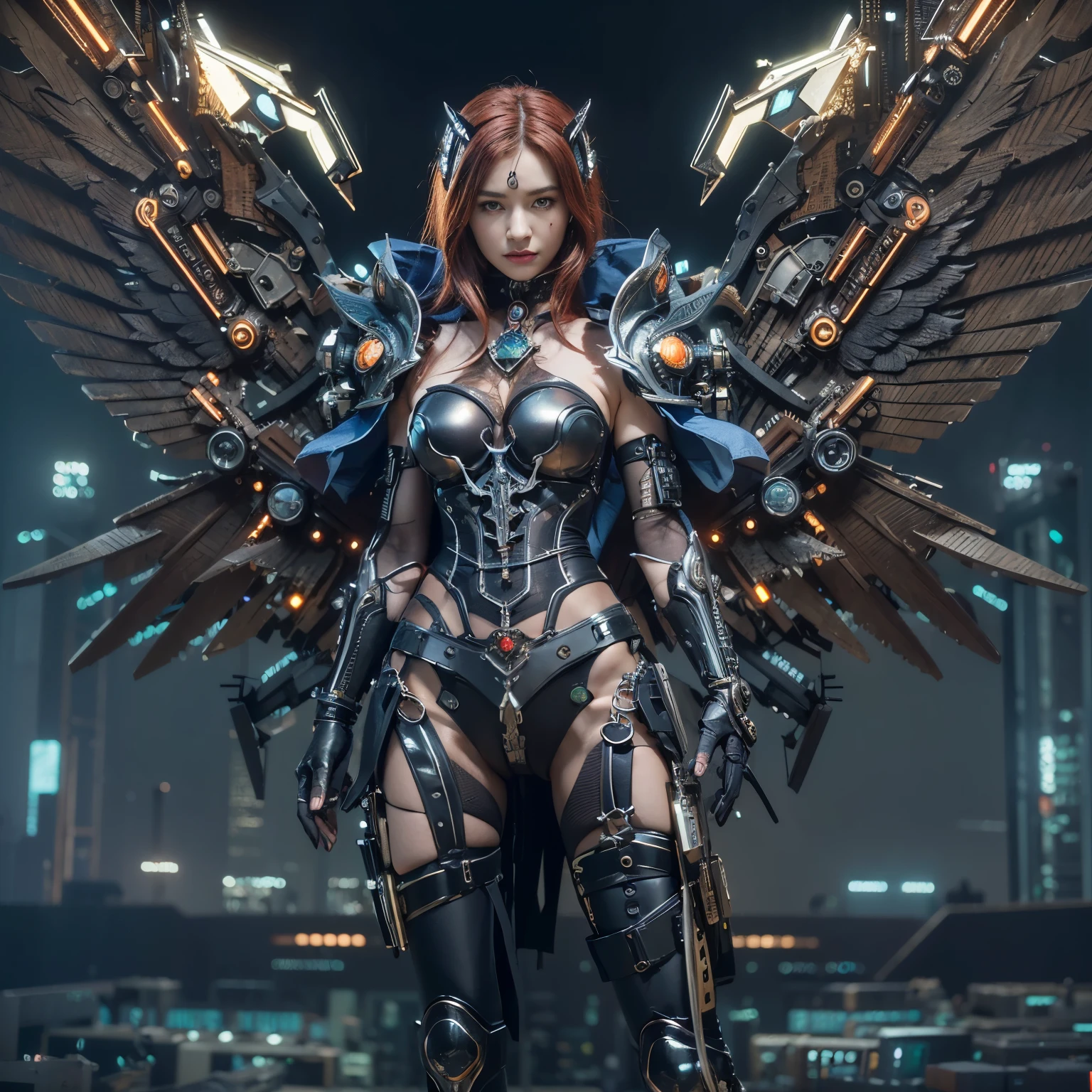 arafed woman in a futuristic costume with wings and a sword, beautiful cyborg angel girl, 3 d render character art 8 k, cyberpunk angry gorgeous goddess, futuristic robot angel, angel in plastic armor, seductive cyberpunk dark fantasy, unreal engine render + a goddess, beautiful cyberpunk woman model, cgsociety 8k, cgsociety 8 k, cgsociety 8k