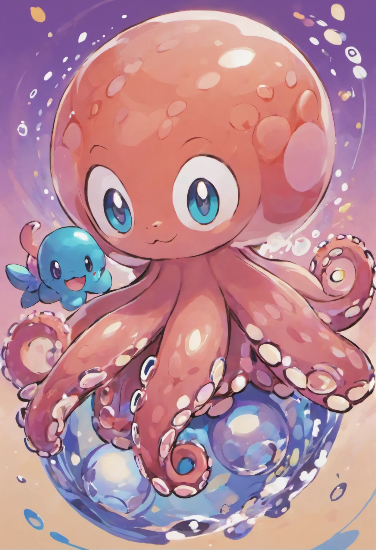 Octopus　A beloved presence　Vibrant colors　mysterious　pop impression