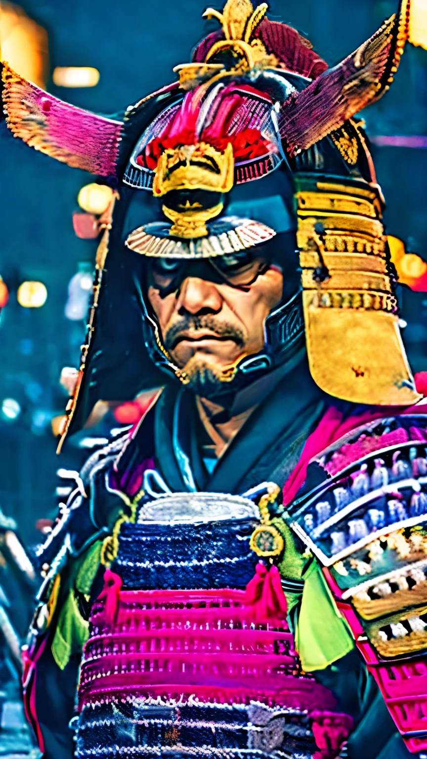 Samurai face、Devilish face、Rainy night、dark night、The helmet has no decorations、Very delicate