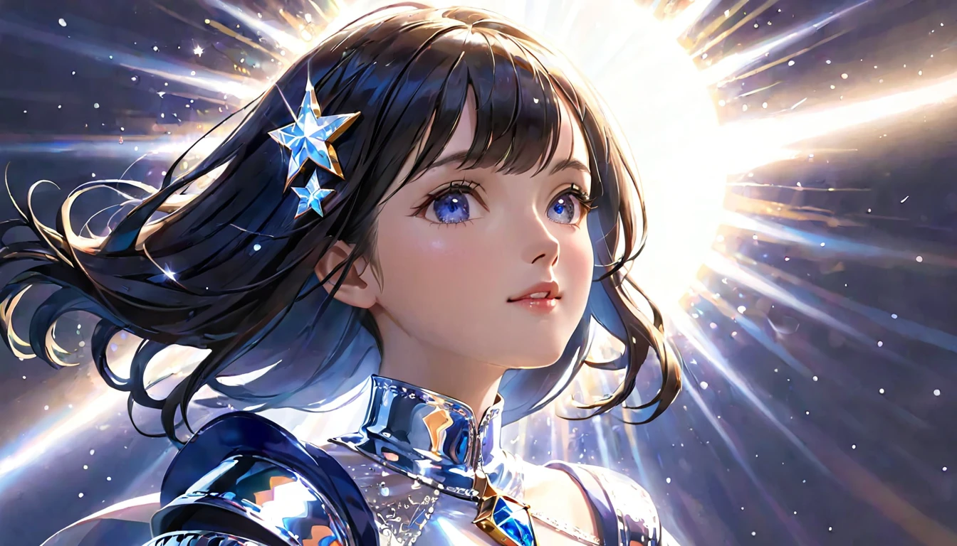 Attention to detail, Super Detail, Ultra-high resolution, A girl having a good time in a dream galaxy, Surrounded by stars, The warm light that shines on her, The background is a starry sky with colorful galaxies and galactic clouds, The stars fly around her, Delicate face, Add a playful touch , --v6, open mouth and tongue out, Drooling、CowboyShot、