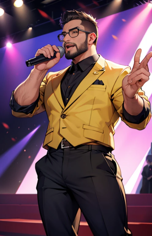 Just plump, chubby, extremely thick thighs, large belly, obra de arte,maximum quality,day comerciant,gordo,gordo guy,Uma moreno,breve lenda,barba,oculos de sol,Eu tenho uma barriga grande exposta,The face is big,Posture of speaker gesturing with hands to the audience encouraging them,Notas voadoras,Moedas Voadoras,tesouro,luzes de holofotes, imagem de corpo inteiro 