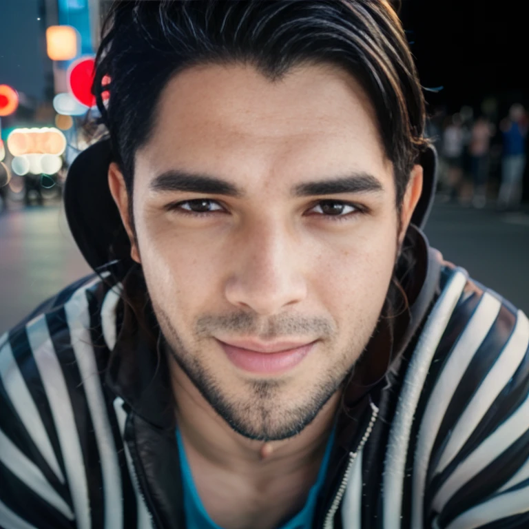 (best quality,4k,8k,highres,masterpiece:1.2),ultra-detailed,(realistic,photorealistic,photo-realistic:1.37),night 

A man sitting on the street wearing a gray sweatshirt, illuminated by neon lights, creating a cinematic atmosphere. The man should be depicted with realistic details, including his facial features - eyes, nose, and lips. The overall image should be of the highest quality, sharp and focused, with ultra-fine painting and physically-based rendering techniques applied. The scene should be set at night, with the neon lights casting a vibrant and intense color palette. The lighting should be carefully designed, with studio lighting techniques to enhance the realistic and cinematic feel of the 3D render.