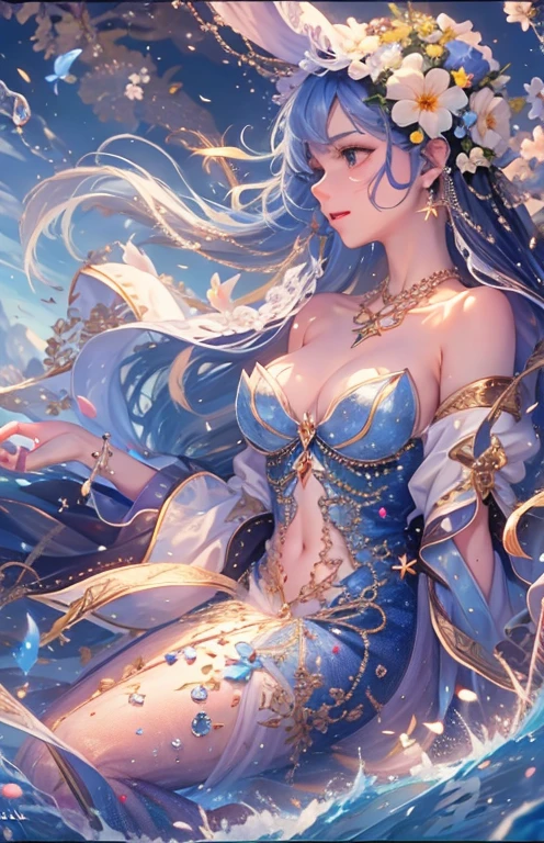 ((highest quality)), ((masterpiece)), (get used to it), perfect face , beautiful girl , The Little Mermaid , In the beautiful sea , In the beautiful sea ,