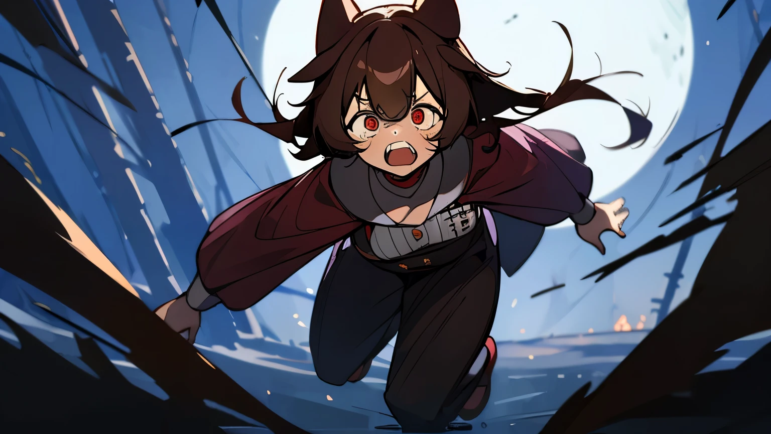 (highest quality), 1 girl, :d, head tilt, inugami korone, brown hair, dog ears,((dark forest)),((Horror Live)),(She is holding a flashlight),((She has a terrified look on her face:1.5)),(She&#39;s on the run from a killer:1.5),full body,