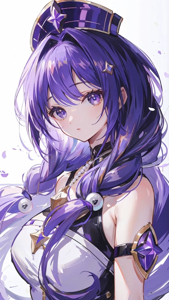 KDA League of Legends、Very beautiful big bright eyes、highest quality, 1 girl, nffsw, alone,  long hair,  Purple,Emphasizing the pearl,shy,Kindergarten children