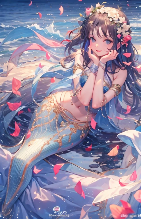 ((highest quality)), ((masterpiece)), (get used to it), perfect face , beautiful girl , mermaid girl , In the beautiful sea , In the beautiful sea ,