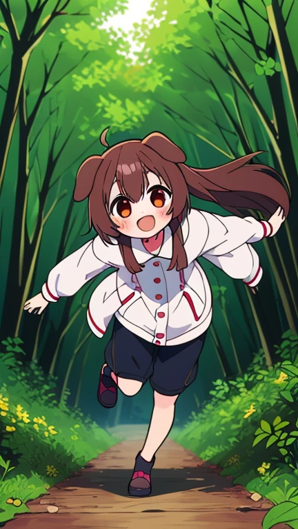 (highest quality), 1 girl, :d, head tilt, inugami korone, brown hair, dog ears,((dark forest:1.5)),((horror:1.7)),(She&#39;s on the run from a killer:1.5),(((full body:1.3))),Inugami Korone | Hololive,(((((cute clothes))))),