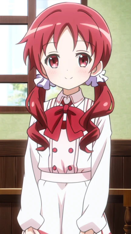natsu megumi, 8K, masterpiece, confused, anime,Red Maid Clothes,