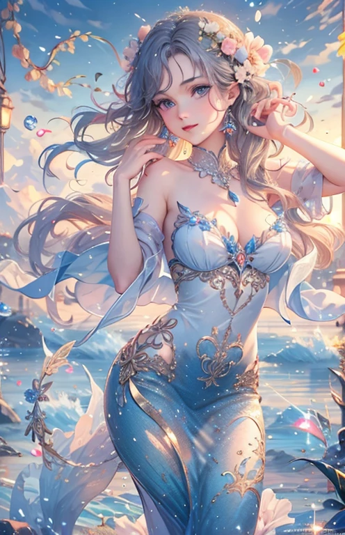 ((highest quality)), ((masterpiece)), (get used to it), perfect face , beautiful girl , Mermaid Girl , in the beautiful sea , in the beautiful sea ,