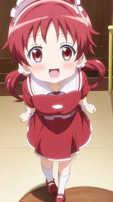natsu megumi, 8K, masterpiece, disorganized, anime,(Cute red maid outfit),
