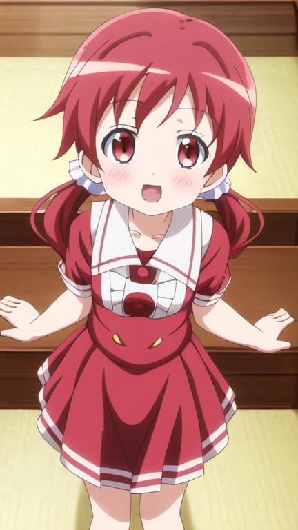 natsu megumi, 8K, masterpiece, disorganized, anime,(Cute red maid outfit),