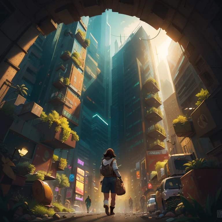 best quality, HDR, UHD, (adventurer,explorer) walking in a city, back view, extremely realistic image, (big, ample, curvaceous) buttocks, ultra-detailed, (realistic, photorealistic, photo-realistic:1.37), (dark-haired, brunette) adventurer wearing casual clothes, wandering through a bustling urban environment, surrounded by tall buildings and vibrant street lights, dynamic composition, sharp focus on details, high-res, (busy, crowded) streets filled with people and vehicles, atmospheric perspective, vivid colors, dramatic shadows and highlights, (modern, contemporary) cityscape, (urban, metropolitan) atmosphere, studio lighting, emphasizing character's silhouette, depth of field, bokeh, visually striking scenery, capturing the energy and excitement of urban exploration.